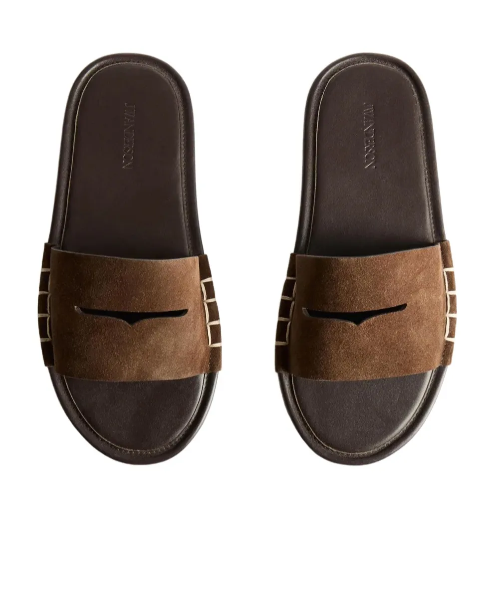Loafer Mule Slides In Brown
