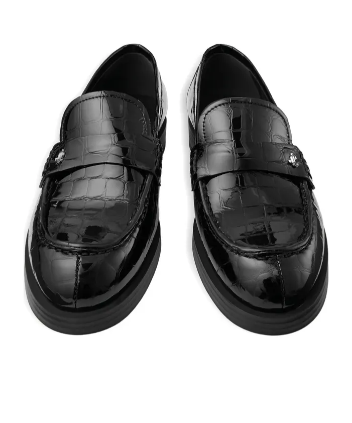 Ivy Crocodile-Embossed Loafers