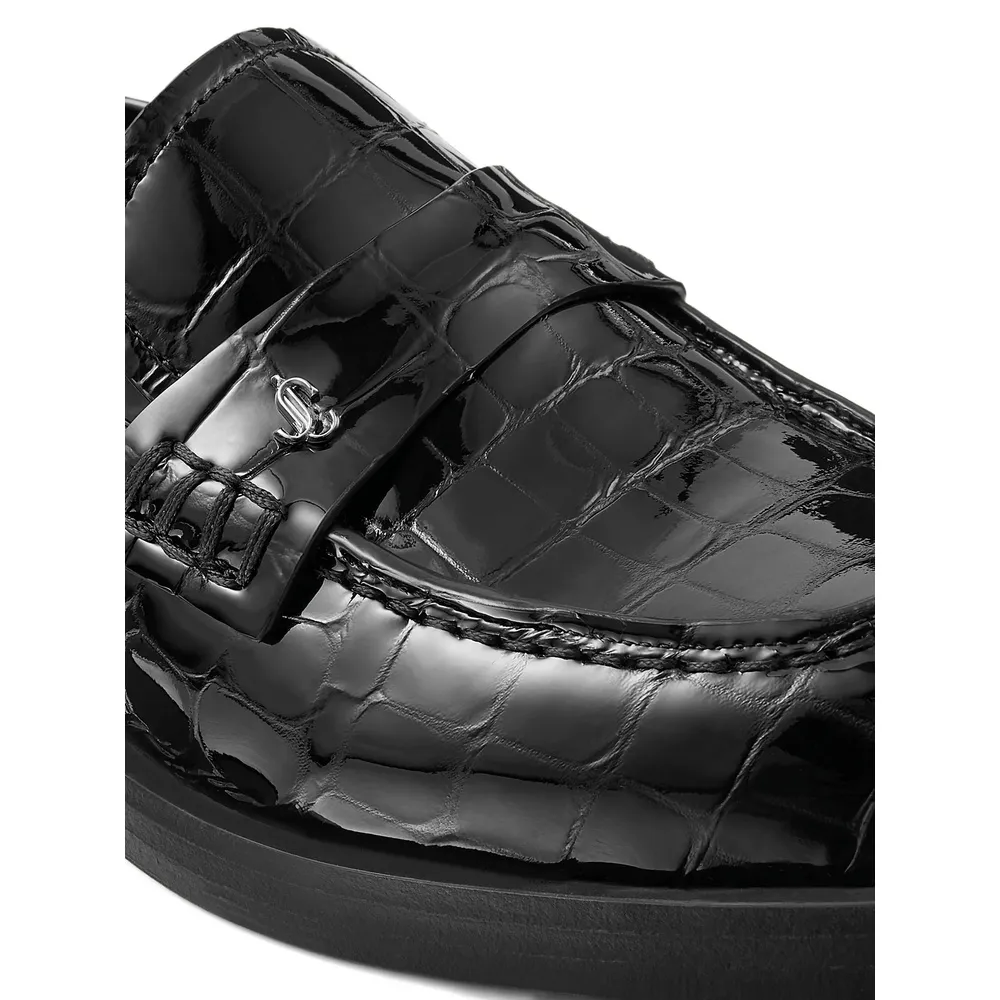 Ivy Crocodile-Embossed Loafers
