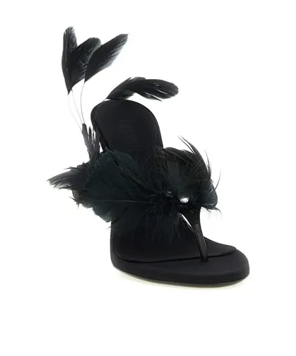 Paris Texas Lidia Feather Thong Mules
