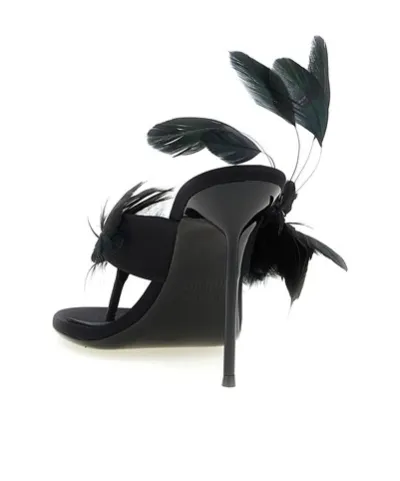 Paris Texas Lidia Feather Thong Mules
