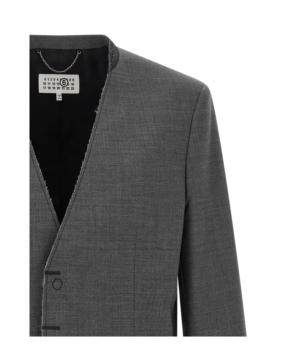 Mm6 Maison Margiela Long Sleeve V-Neck Blazer