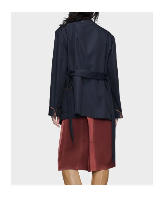 Maison Margiela Belted Piped Trim Blazer