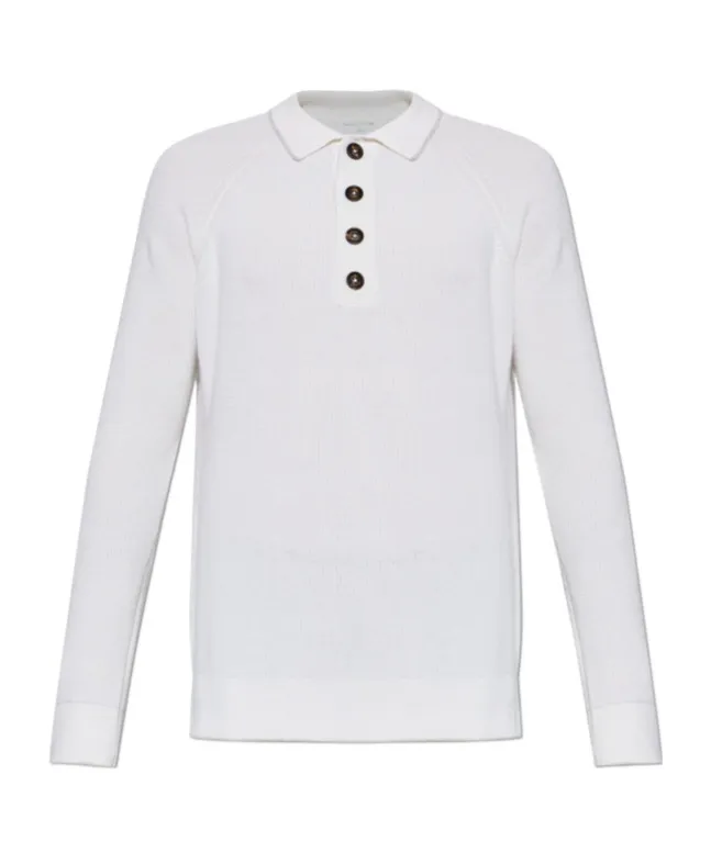 Eleventy Long Sleeve Knit Polo Shirt