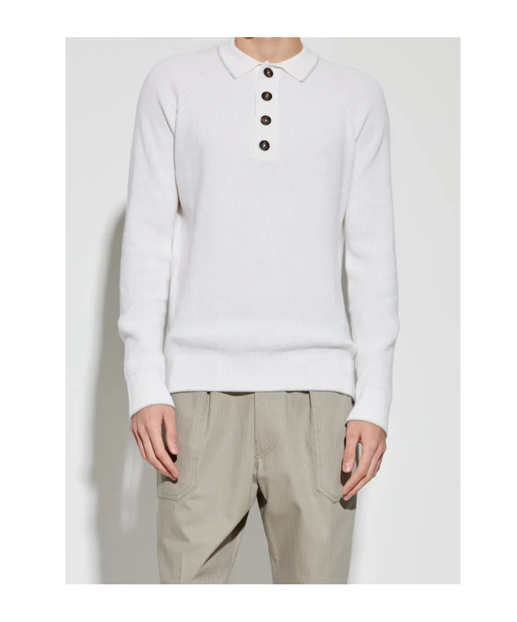 Eleventy Long Sleeve Knit Polo Shirt