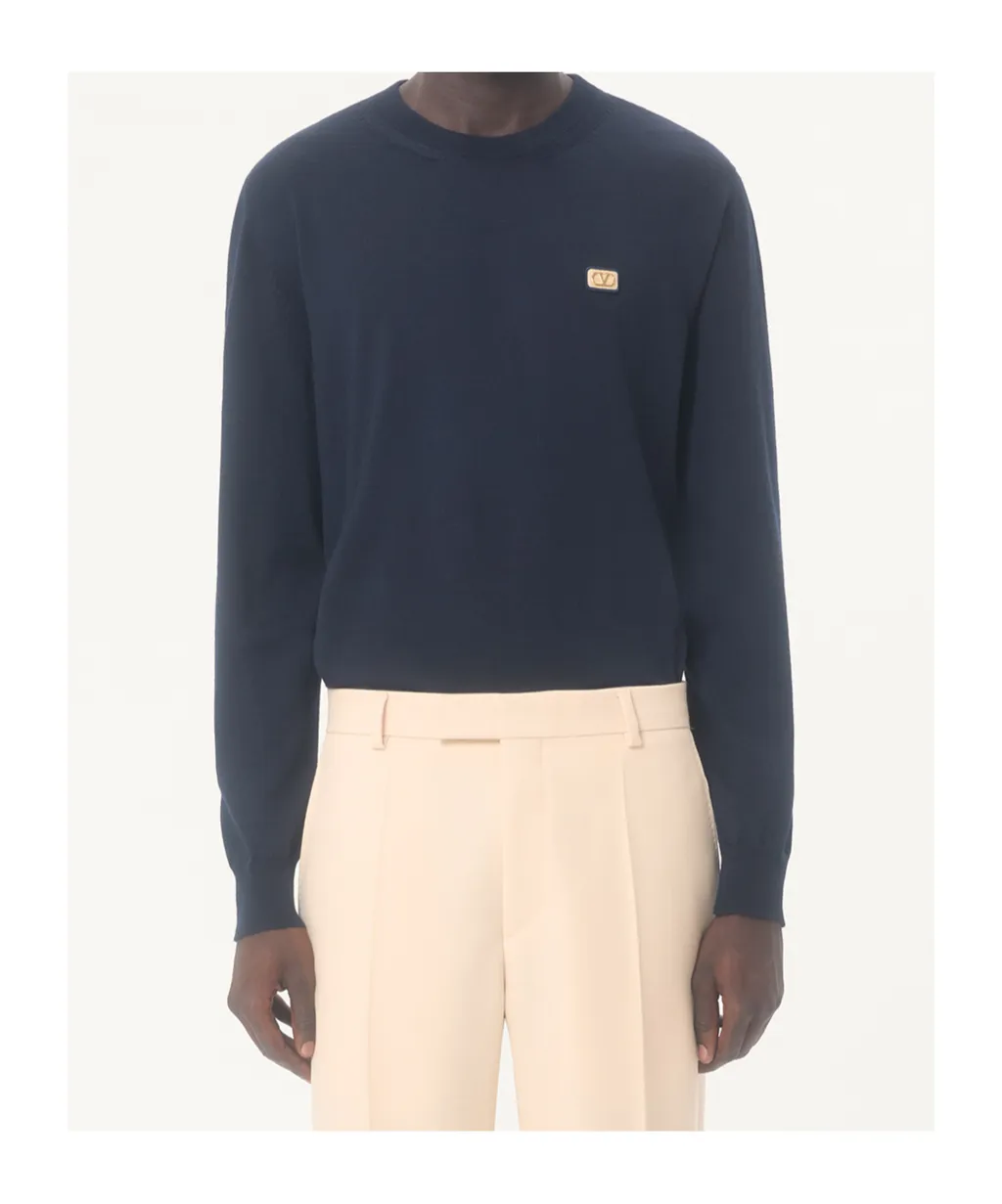 Valentino Vlogo Embroidered Crewneck Jumper