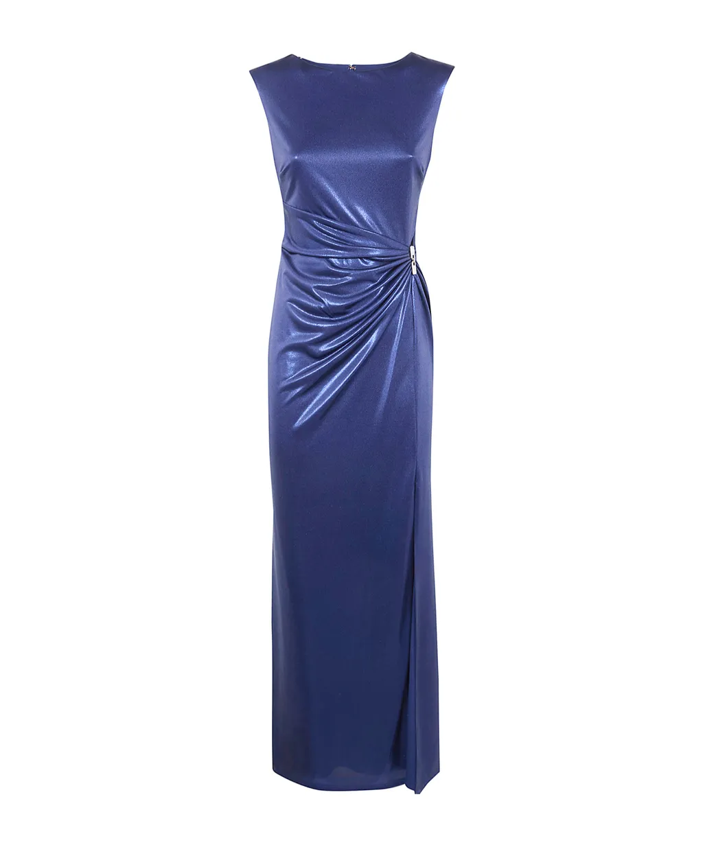 Lauren Ralph Lauren Metallic Effect Draped Embellished Dress
