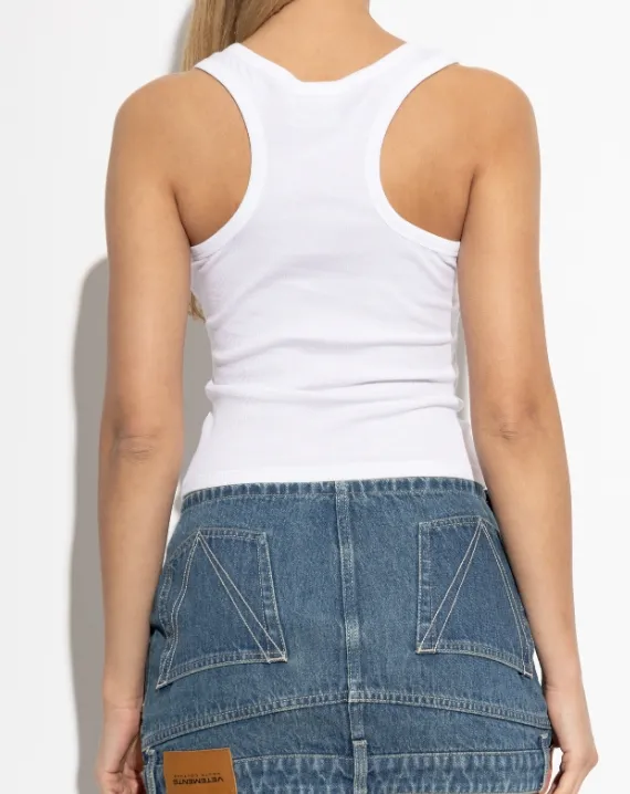 Vetements Logo Embellished Ribbed Tank Top
