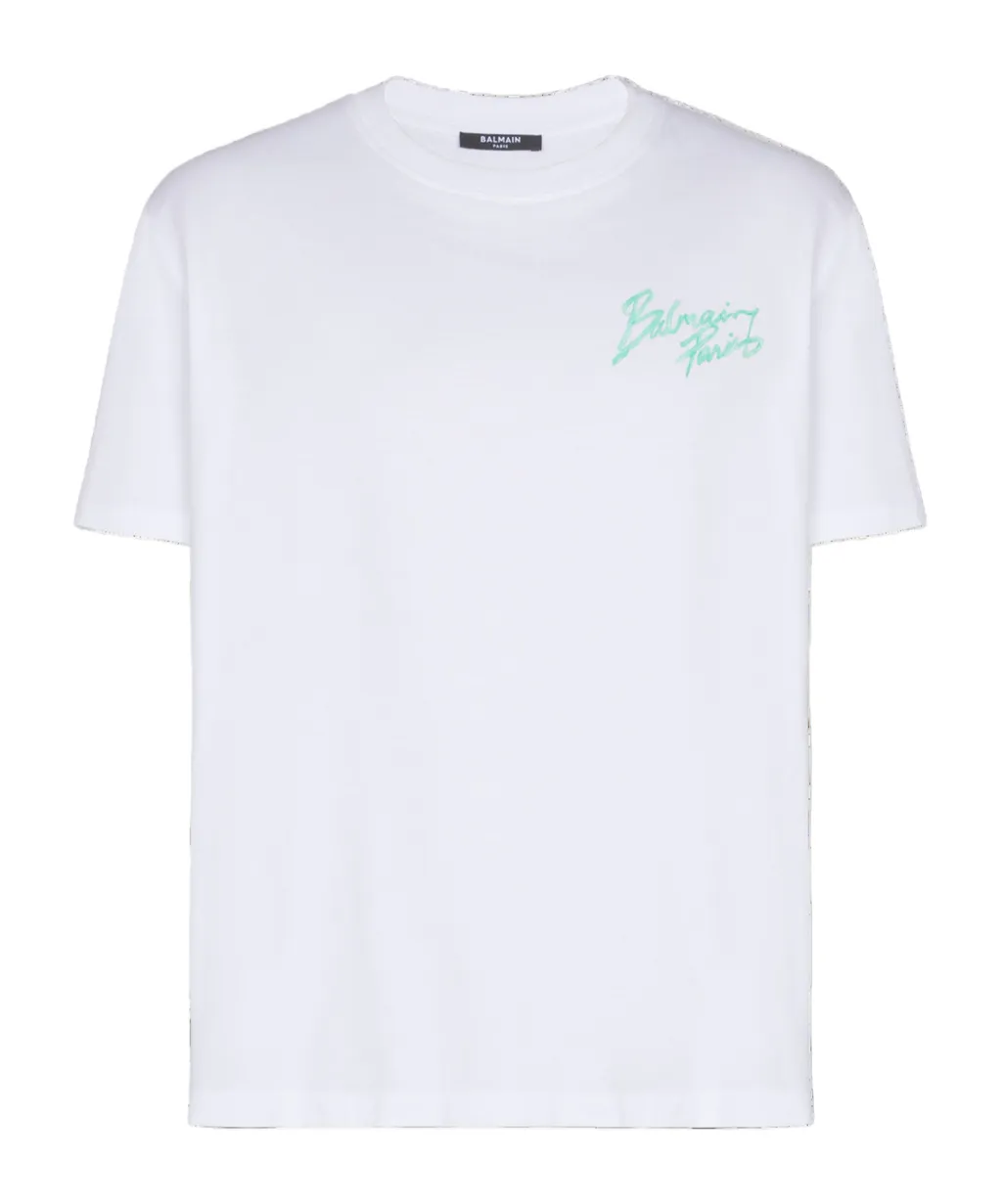T-Shirt With Balmain Paris Brush Print