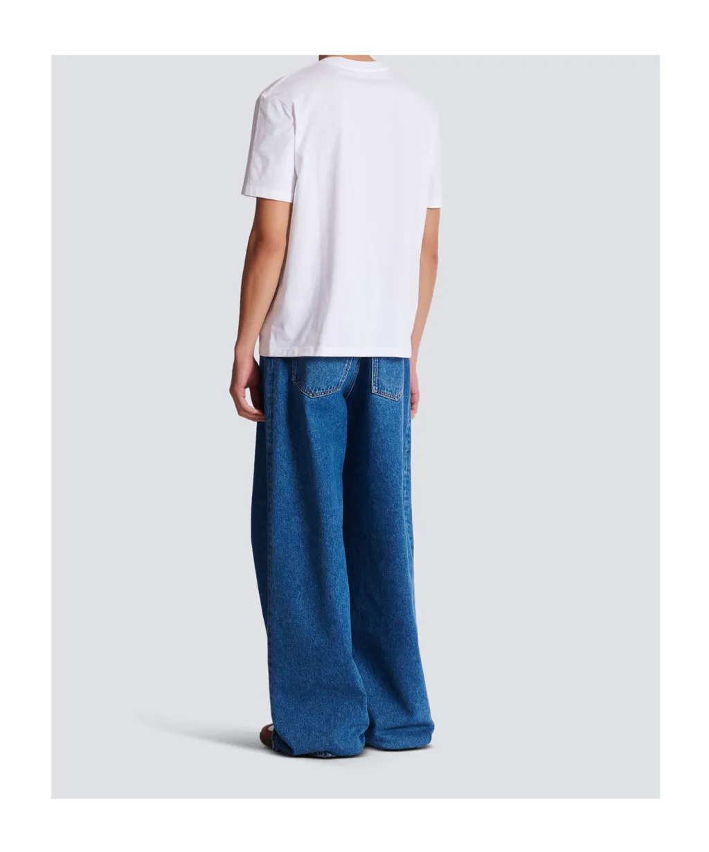 T-Shirt With Balmain Paris Brush Print