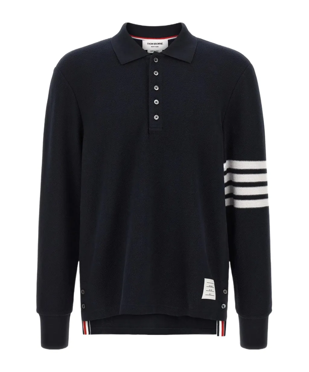 Thom Browne 4-Bar Long-Sleeved Polo Shirt