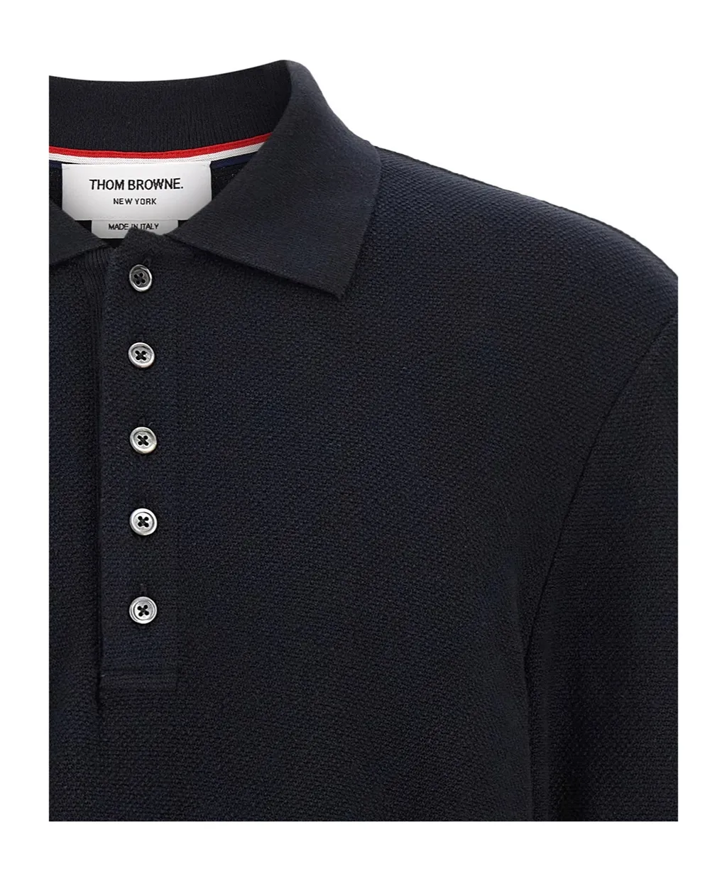 Thom Browne 4-Bar Long-Sleeved Polo Shirt