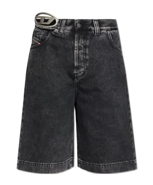 Diesel Logo Plaque Knee-Length Denim Shorts