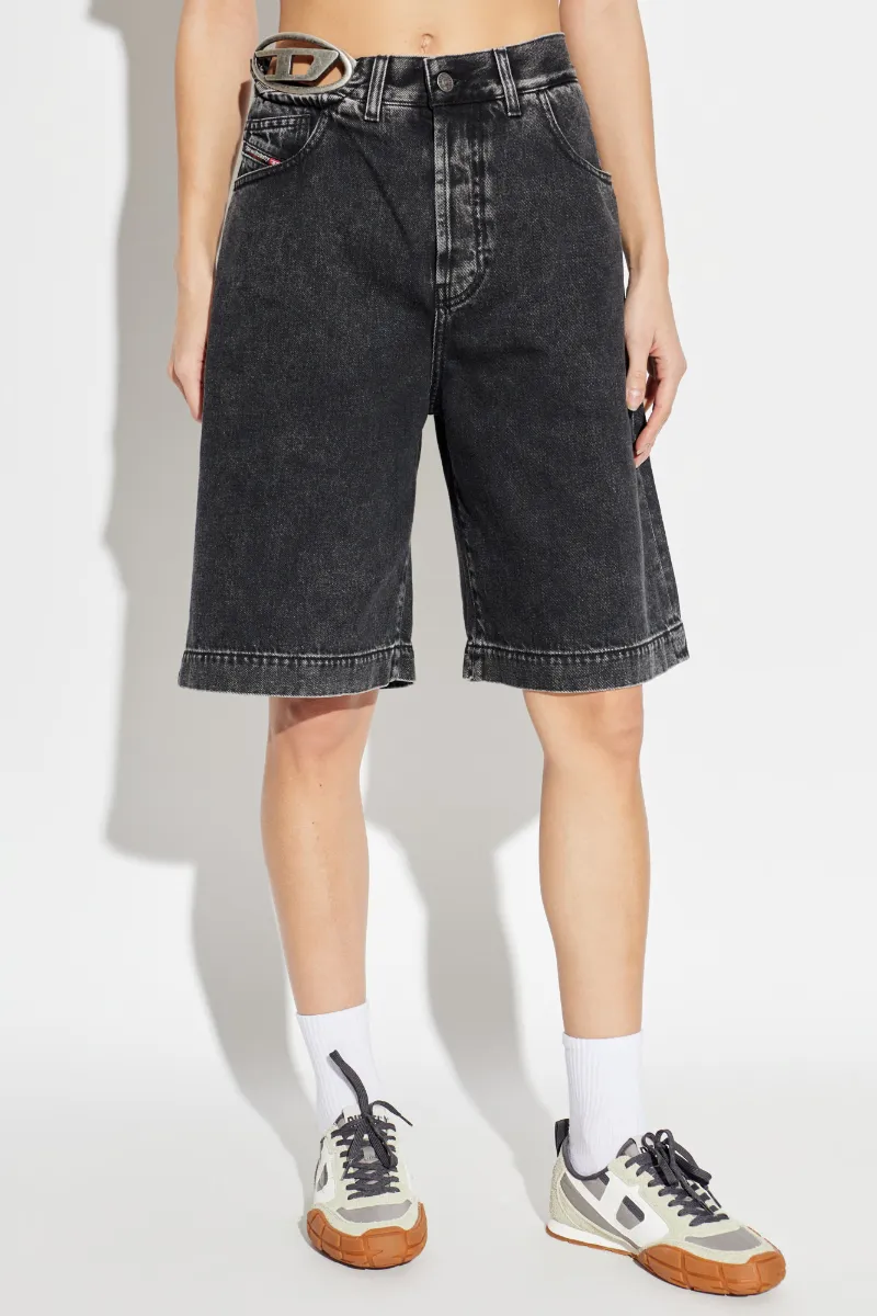 Diesel Logo Plaque Knee-Length Denim Shorts