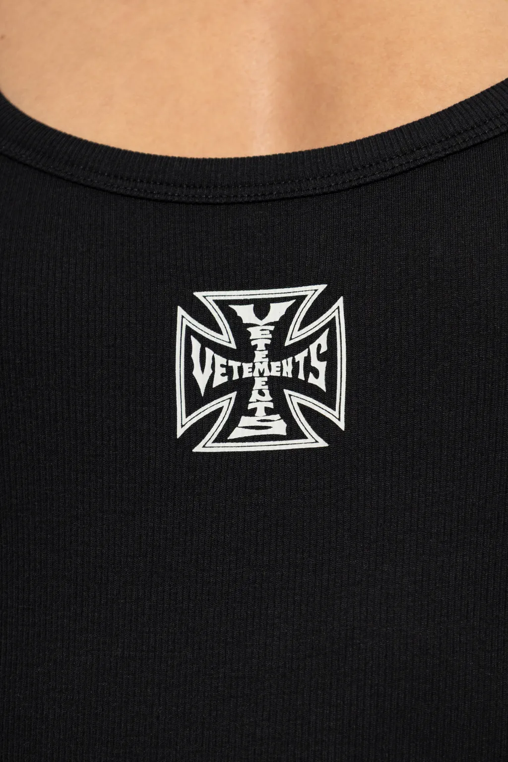 Vetements Logo Printed Ribbed Sleeveless Bodysuit