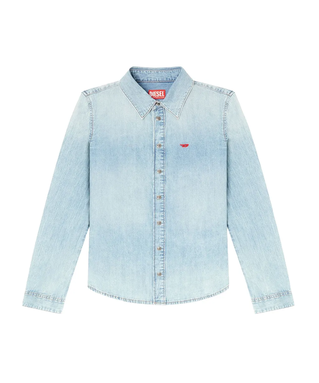 Diesel De-Eazy Logo Embroidered Denim Shirt