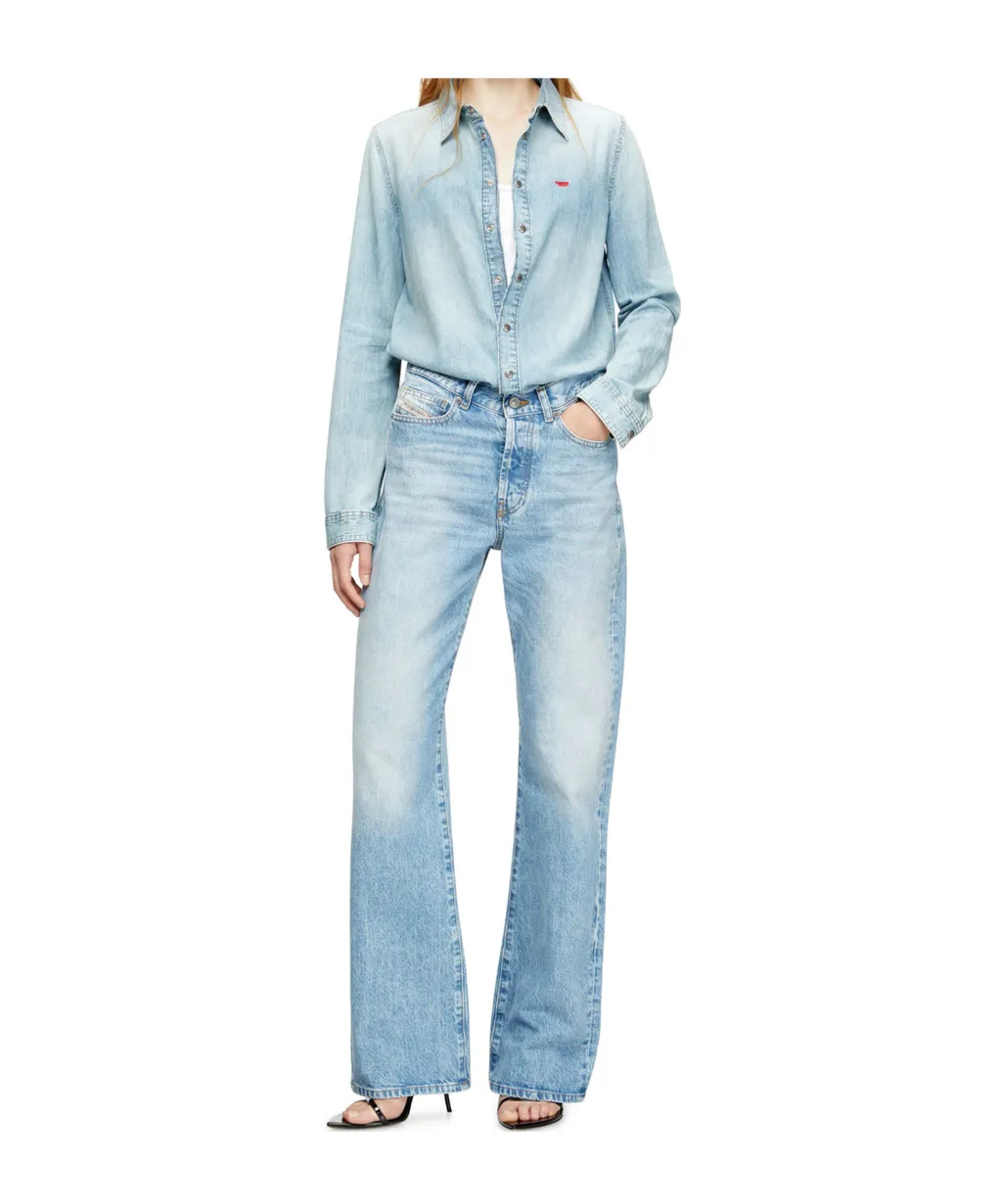 Diesel De-Eazy Logo Embroidered Denim Shirt