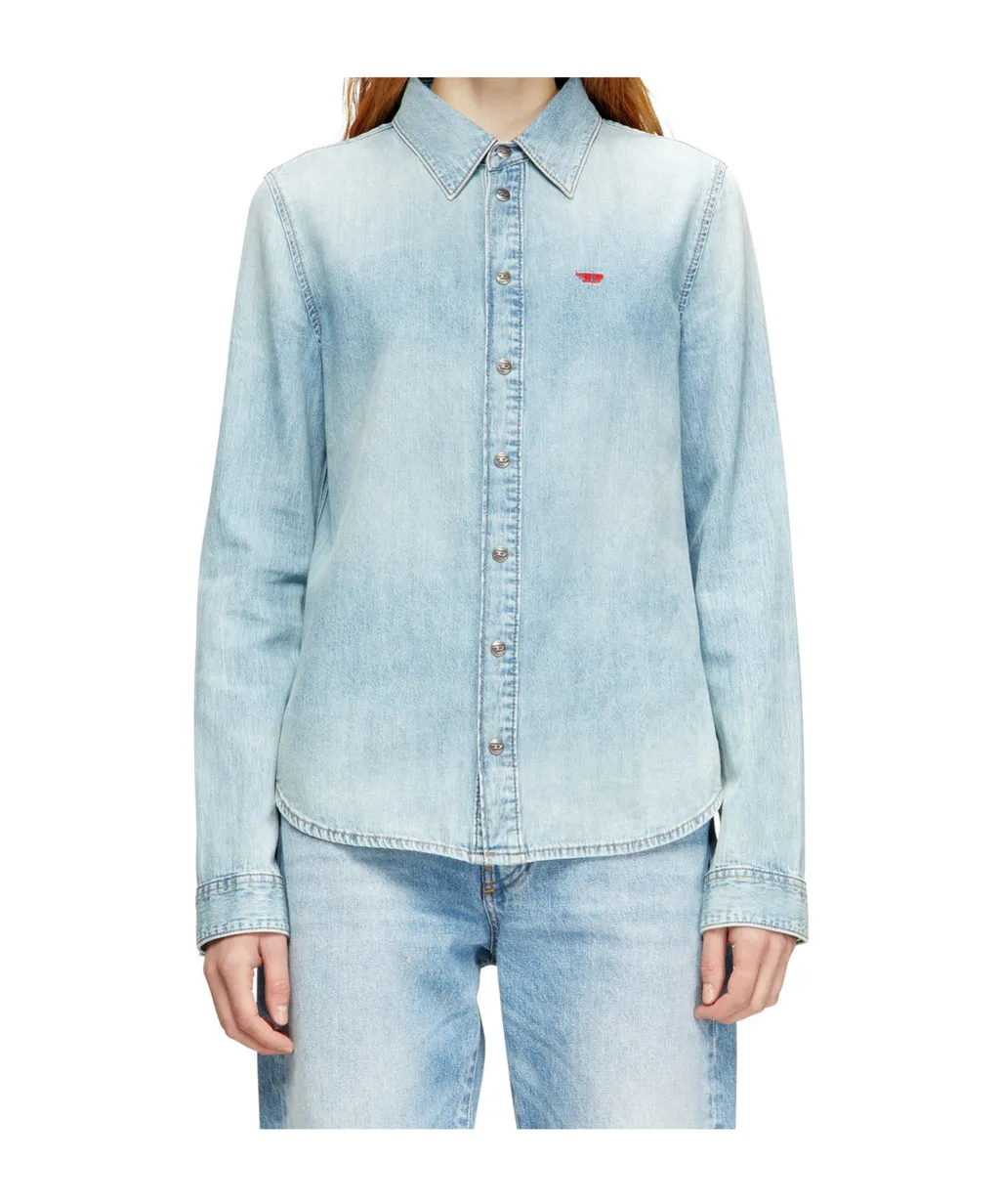Diesel De-Eazy Logo Embroidered Denim Shirt