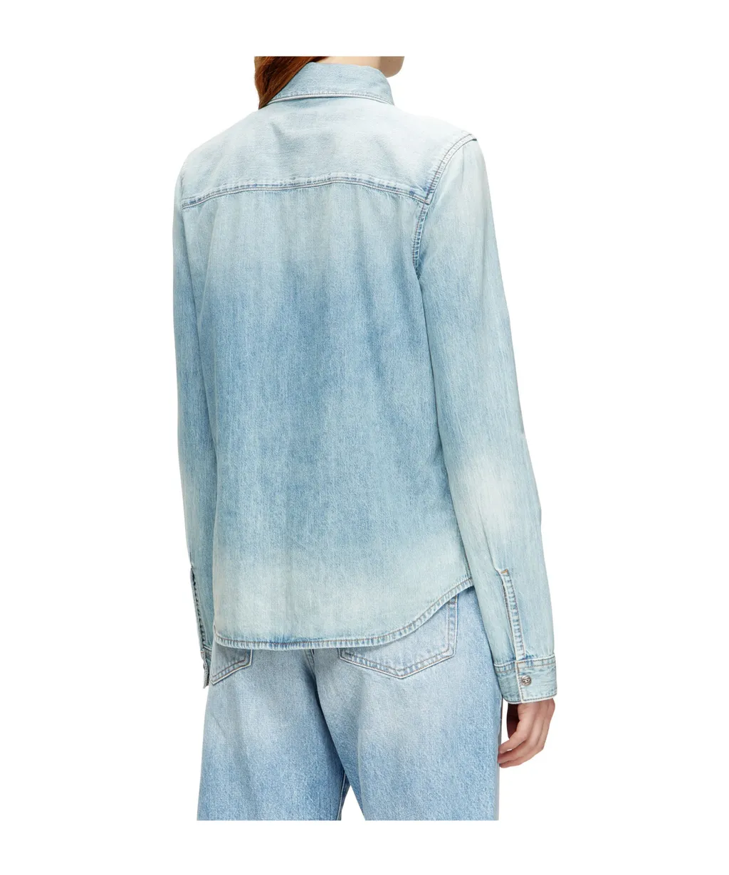 Diesel De-Eazy Logo Embroidered Denim Shirt