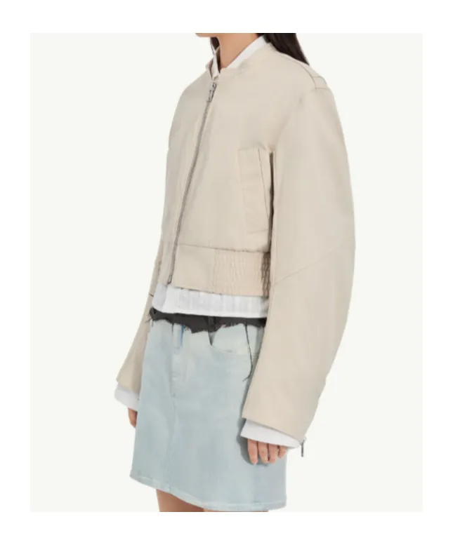 Mm6 Maison Margiela Zip-Up Cropped Bomber Jacket