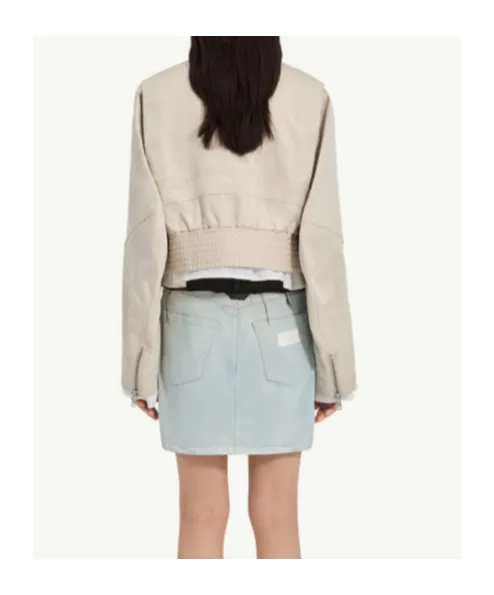 Mm6 Maison Margiela Zip-Up Cropped Bomber Jacket