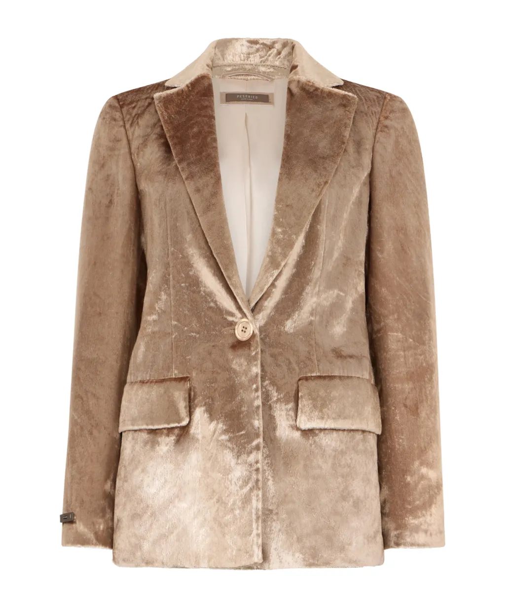 Velvet Single-Breasted Blazer