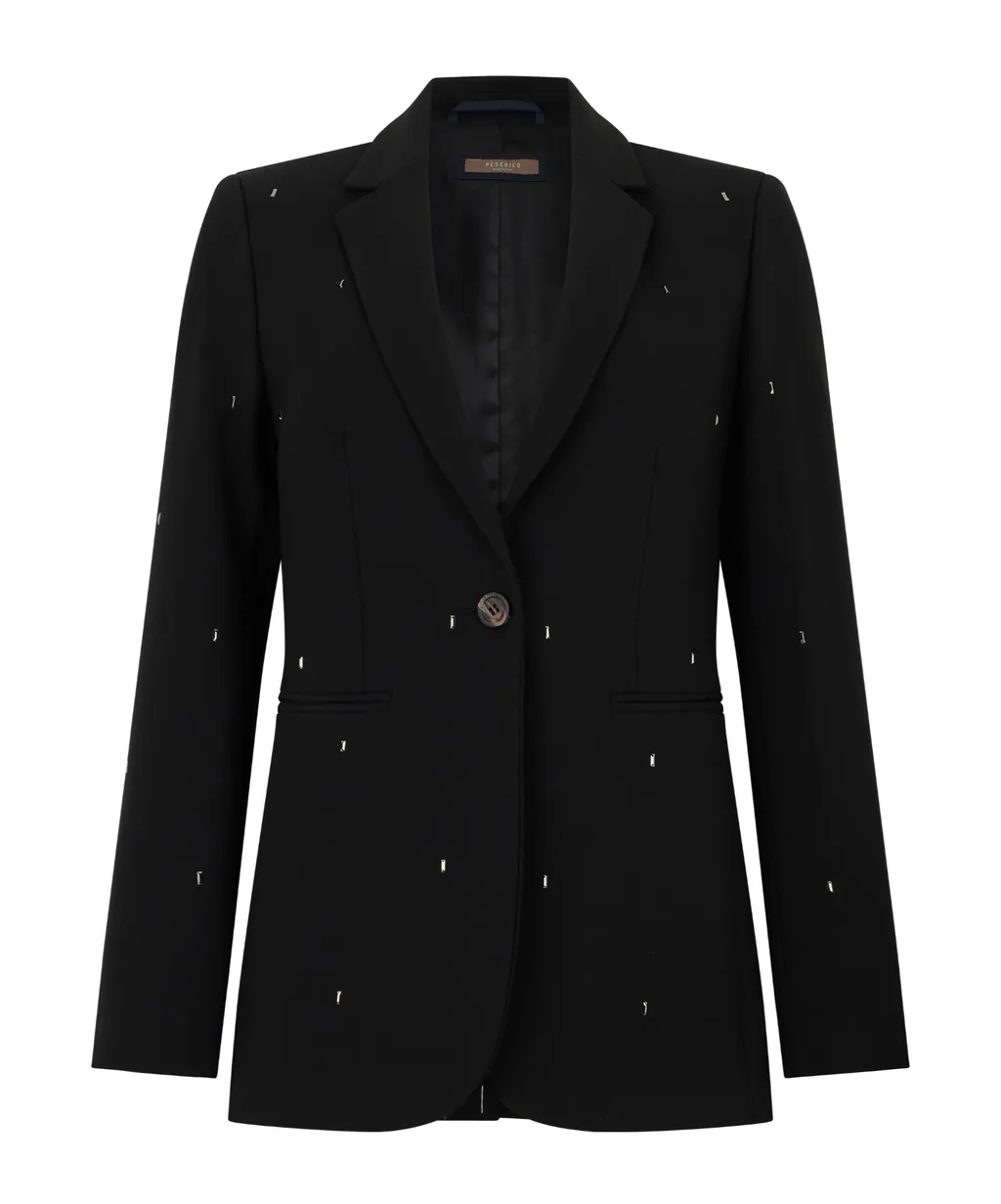 Crystal-Embellished Single-Breasted Blazer