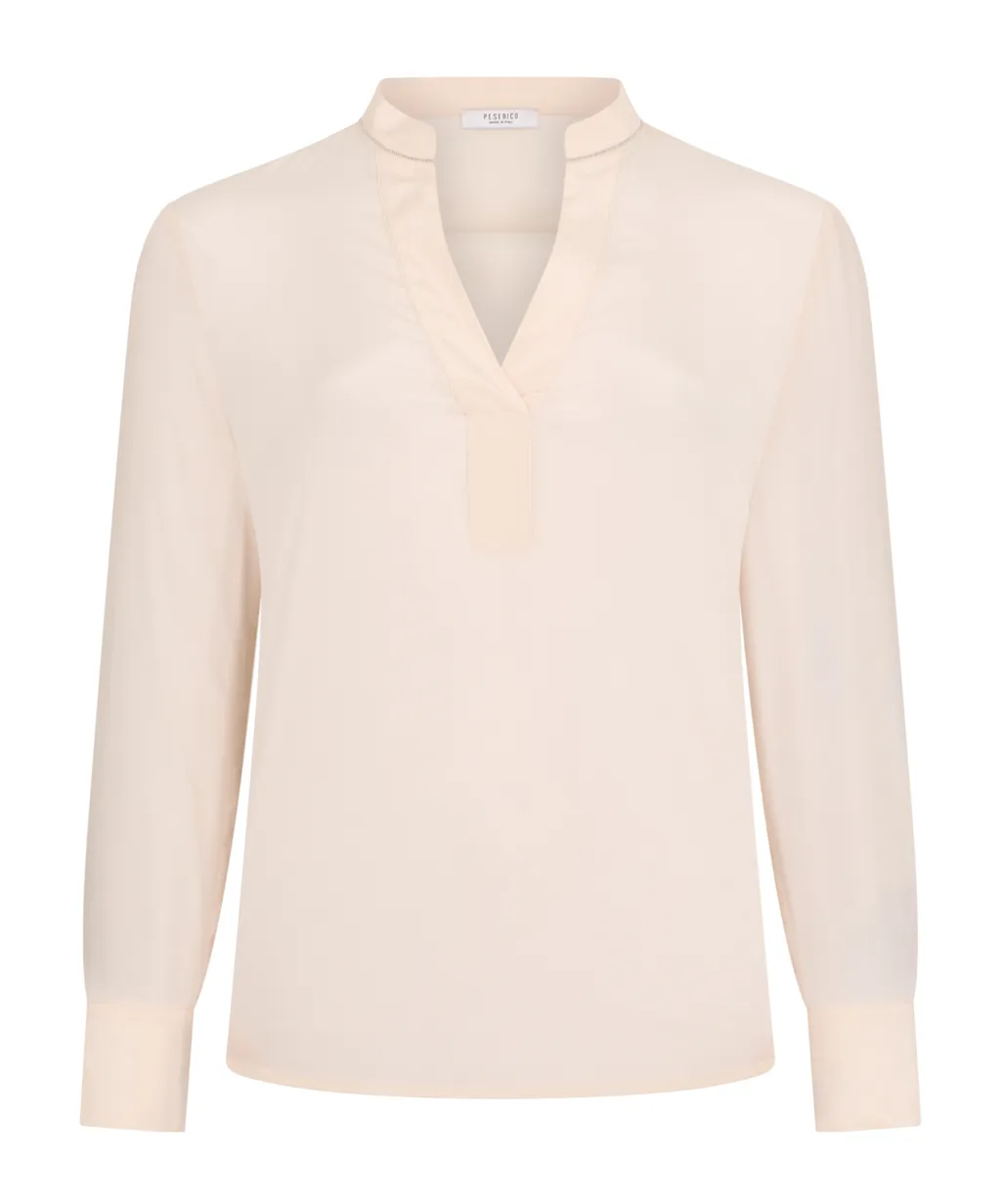 Long-Sleeve V-Neck Blouse