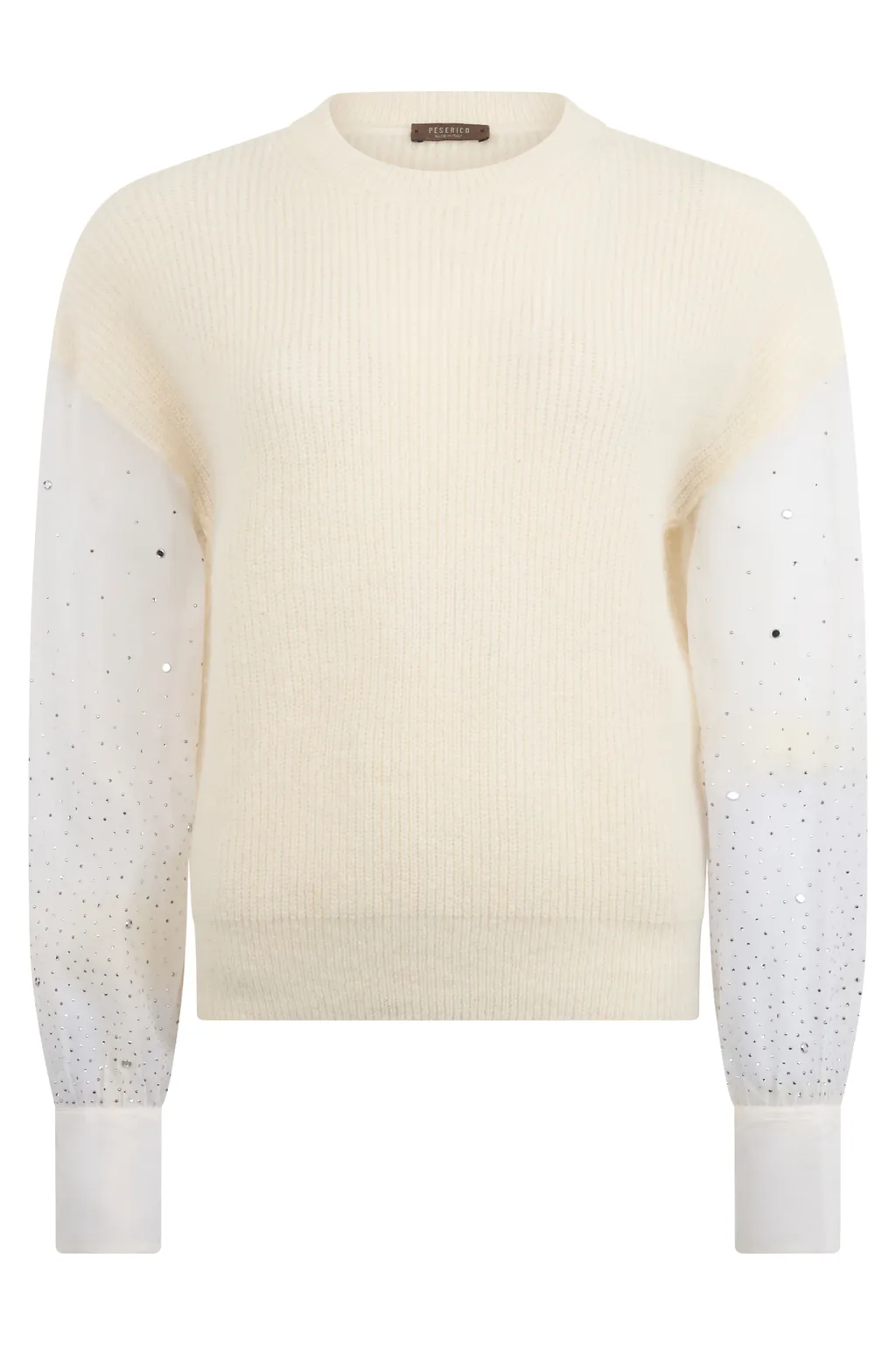 Sheer-Sleeve Knitted Jumper
