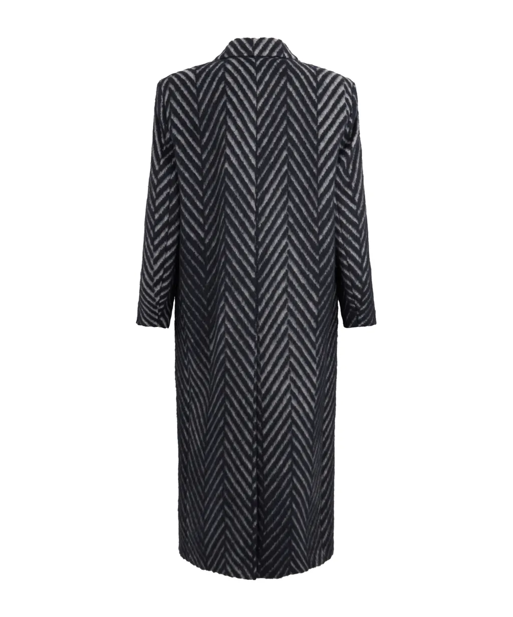 Chevron-Knit Double-Breasted Coat