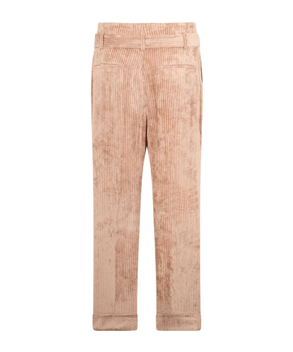 Paperbag Belted-Waist Corduroy Trousers