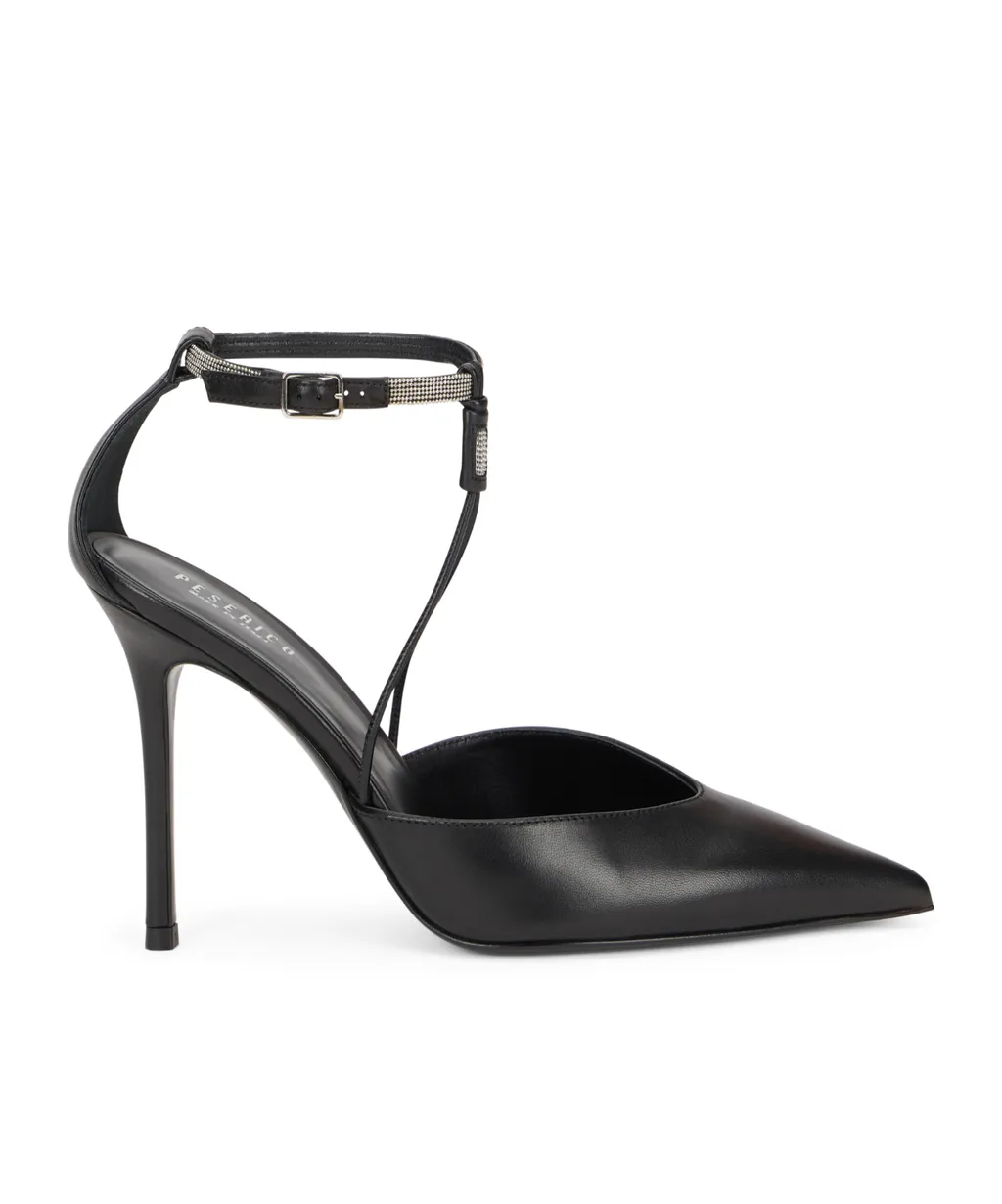10Mm Rhinestone-Embellished Leather Pumps