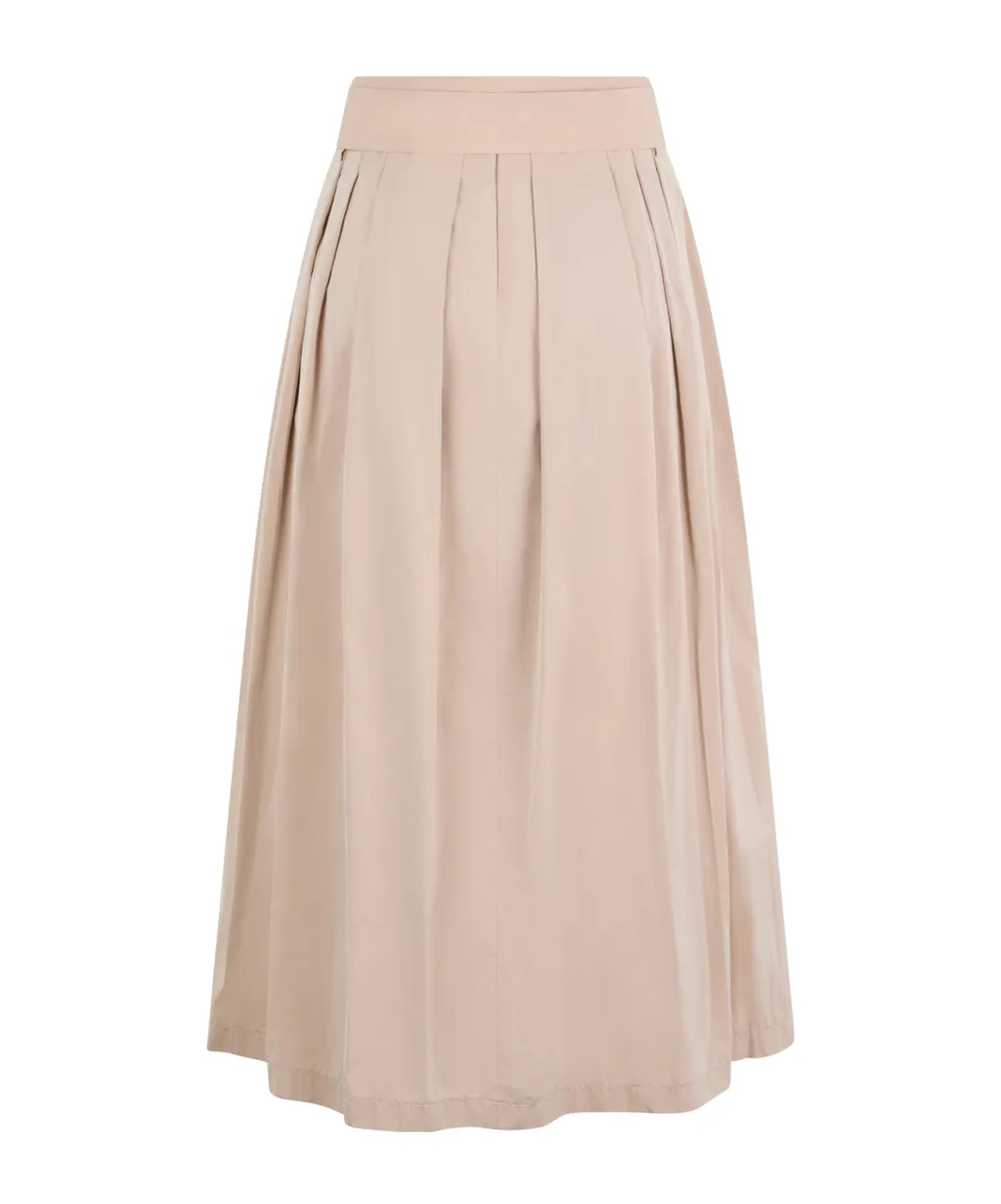 Pleated Belted Maxi Skirt