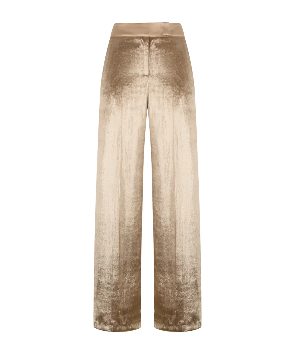 High-Waisted Velvet Palazzo Trousers