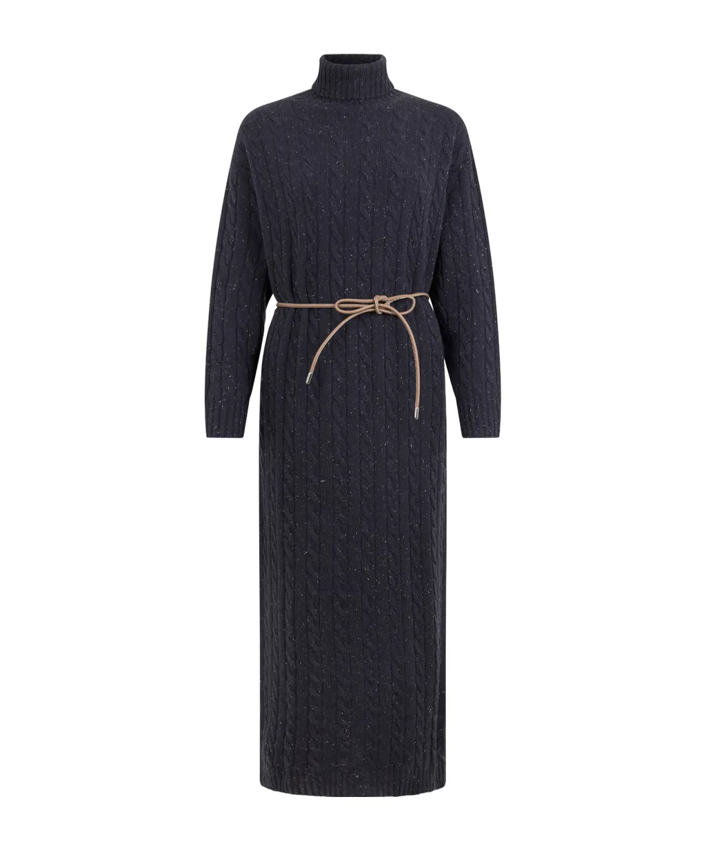 Roll-Neck Tricot Midi Dress