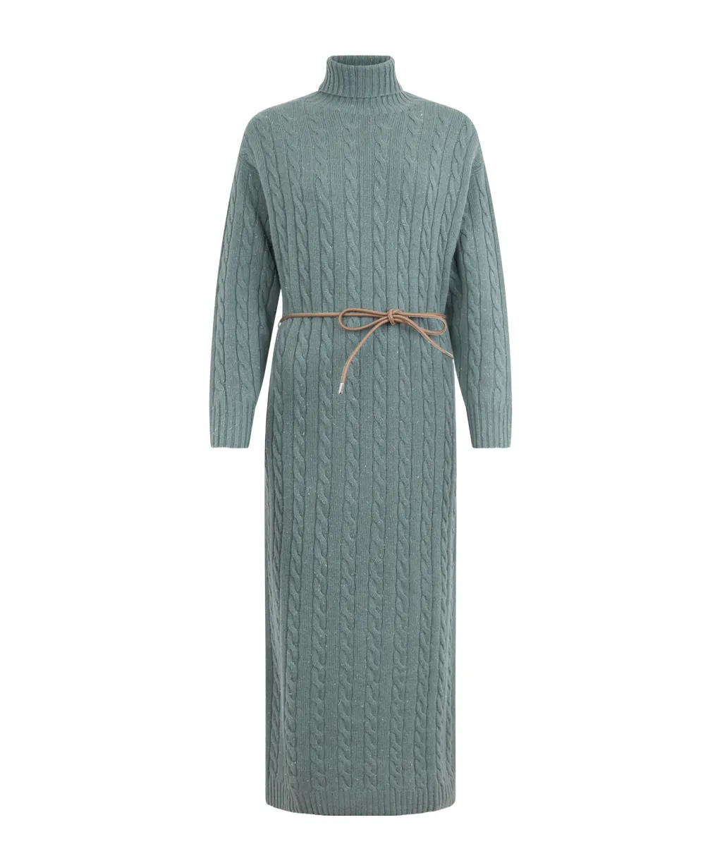 Long-Sleeve Turtleneck Midi Dress