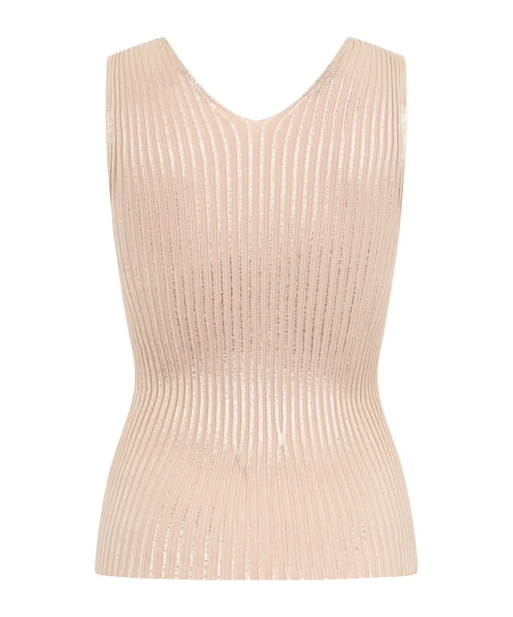 Ribbed-Knit V-Neck Top