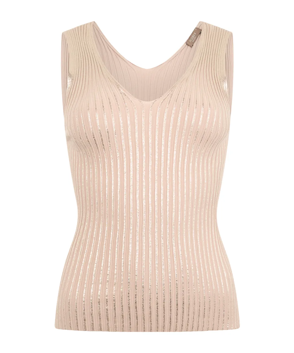Ribbed-Knit V-Neck Top