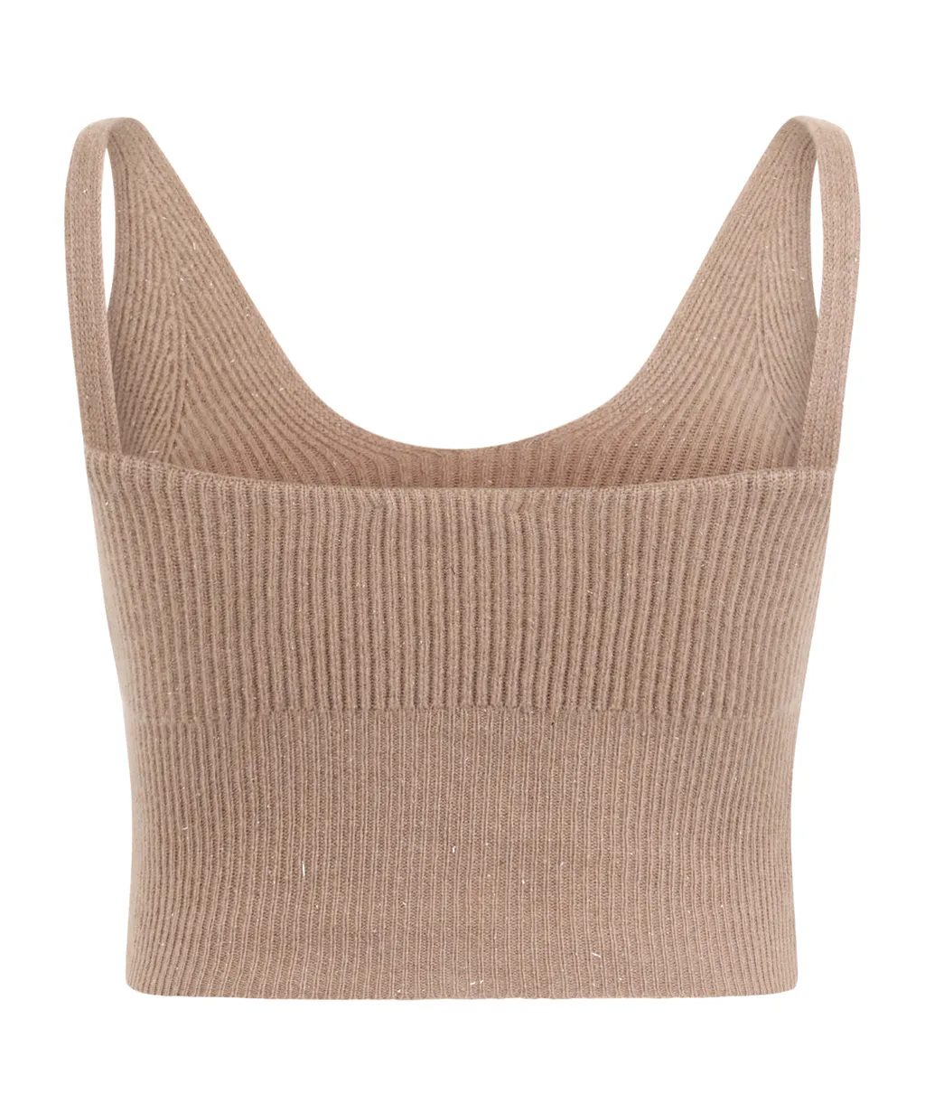 Ribbed V-Neck Crop Top