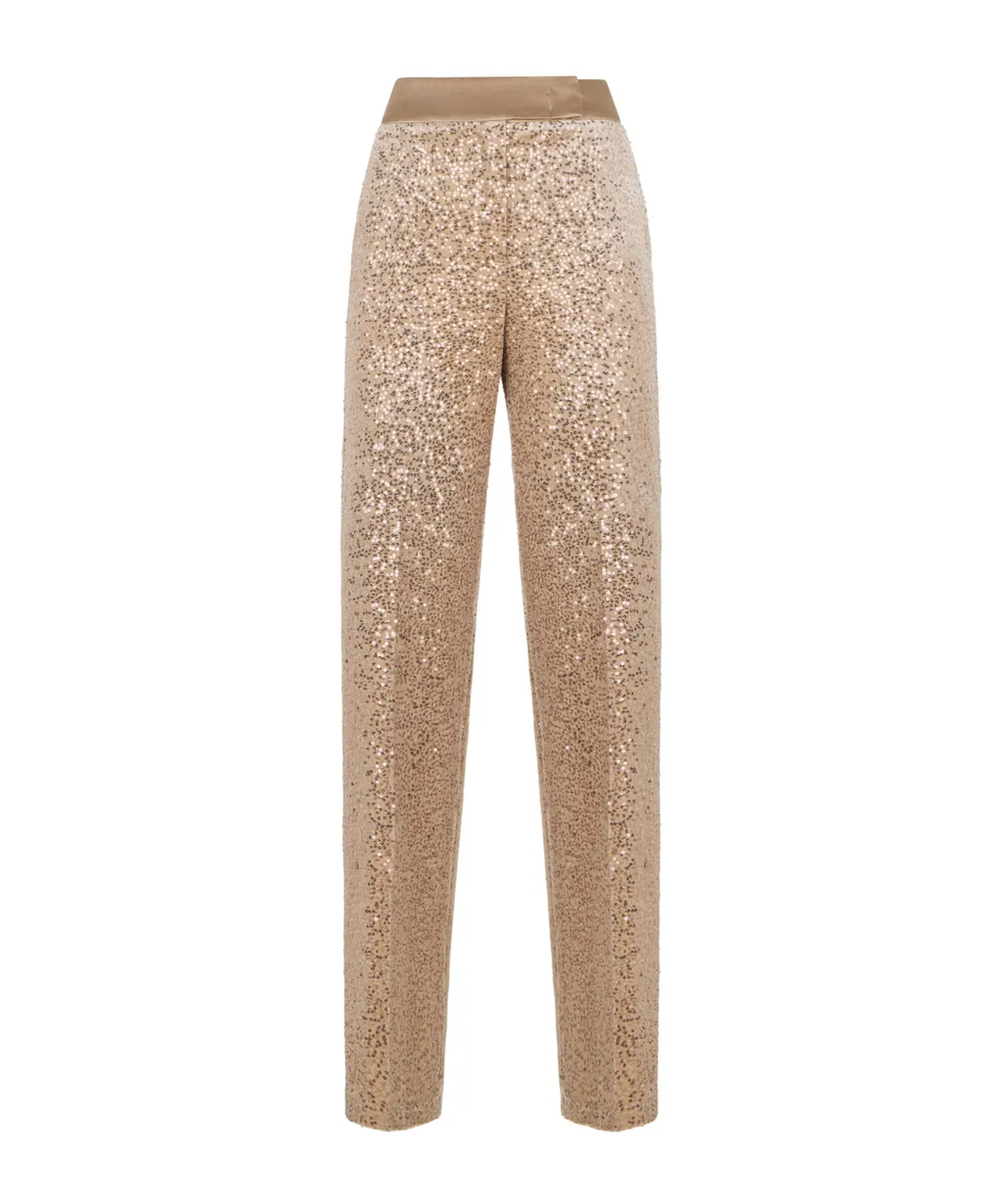 Sequin-Embellished Velvet Trousers