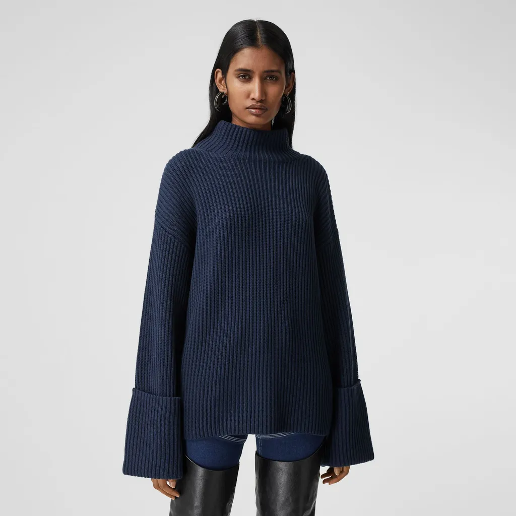 Ribbed-Knit Bell-Sleeve Jumper