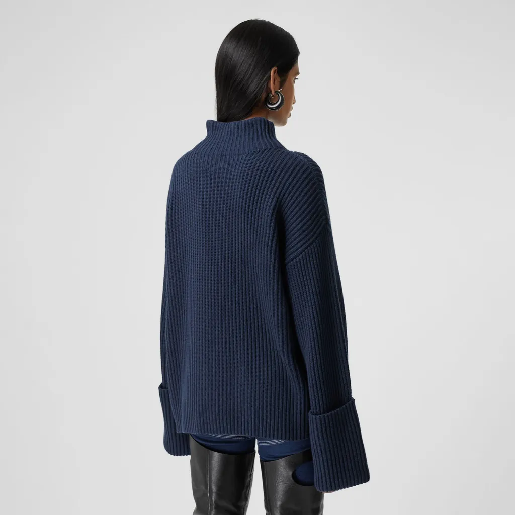 Ribbed-Knit Bell-Sleeve Jumper