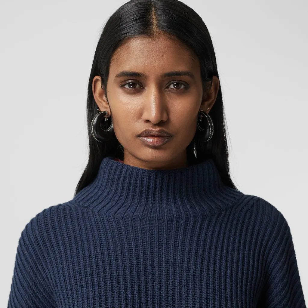 Ribbed-Knit Bell-Sleeve Jumper