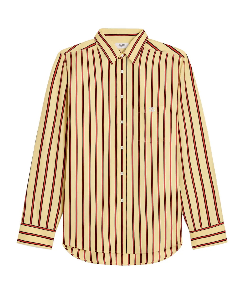 Oversized Shirt In Striped Silk Twill