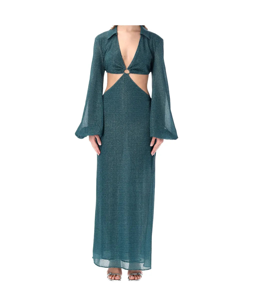 OsÉRee Cut-Out V-Neck Long-Sleeved Dress