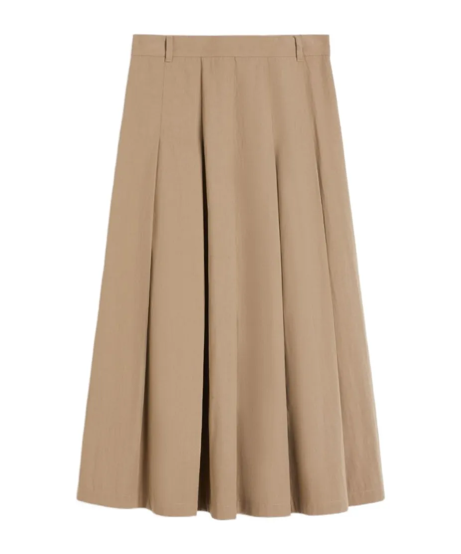 Washed Twill Midi Skirt