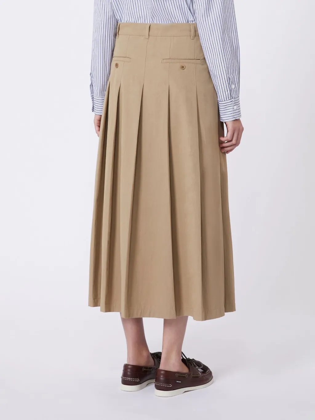 Washed Twill Midi Skirt