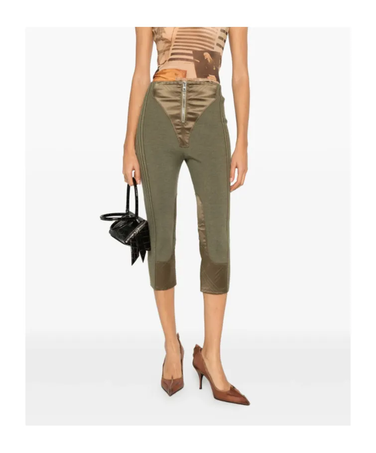 Zip-Fastening Panel-Detail Trousers