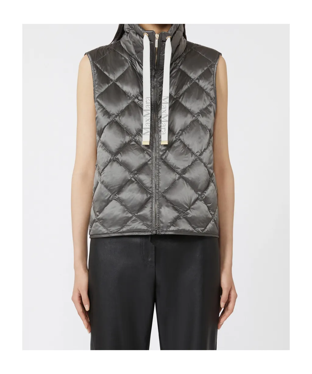 Padded Water-Repellent Nylon Canvas Gilet - Dark Grey