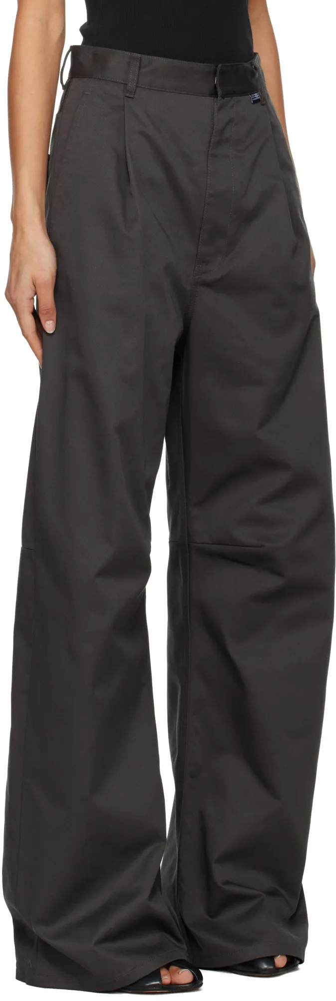 Mm6 Maison Margiela Wide-Leg Logo Patch Trousers